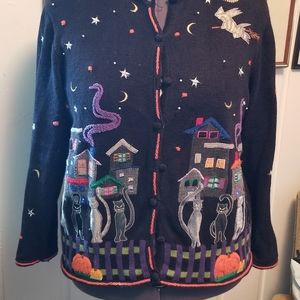 Designers Studio Originals Vintage Ugly Halloween Cardigan Sweater